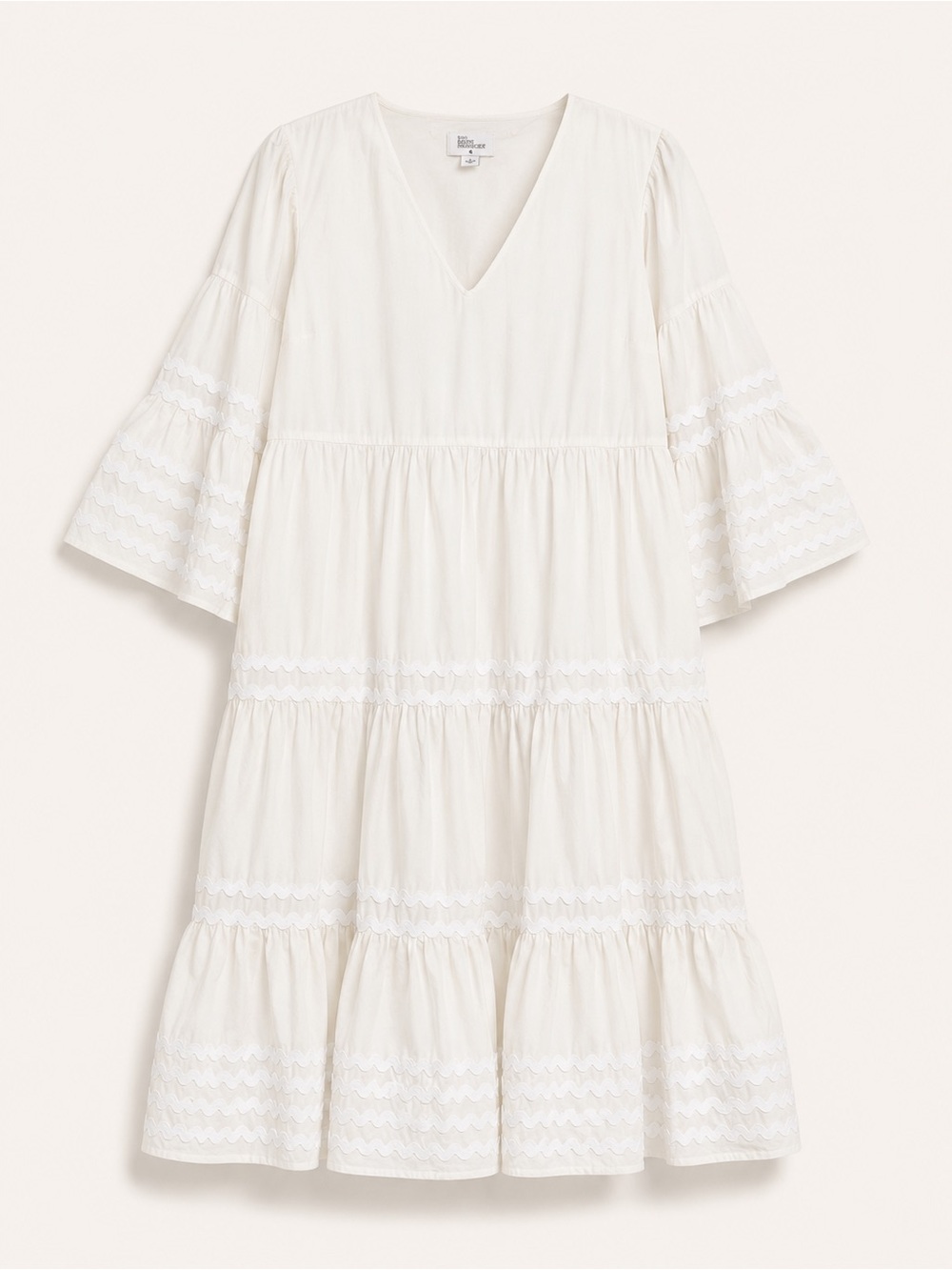 Lisa Marie Fernandez Ivory Tiered V-Neck Maxi Dress